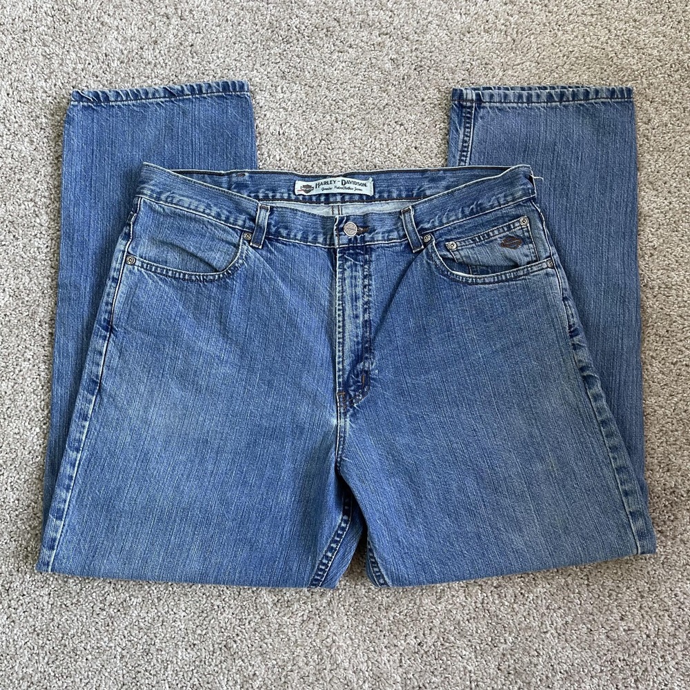 Harley-Davidson Jeans Mens 36x29 Medium Wash Blue Denim Regular Straight Biker